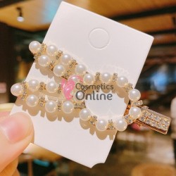 Clema pentru par metalica AGF011OO Auriu cu perle